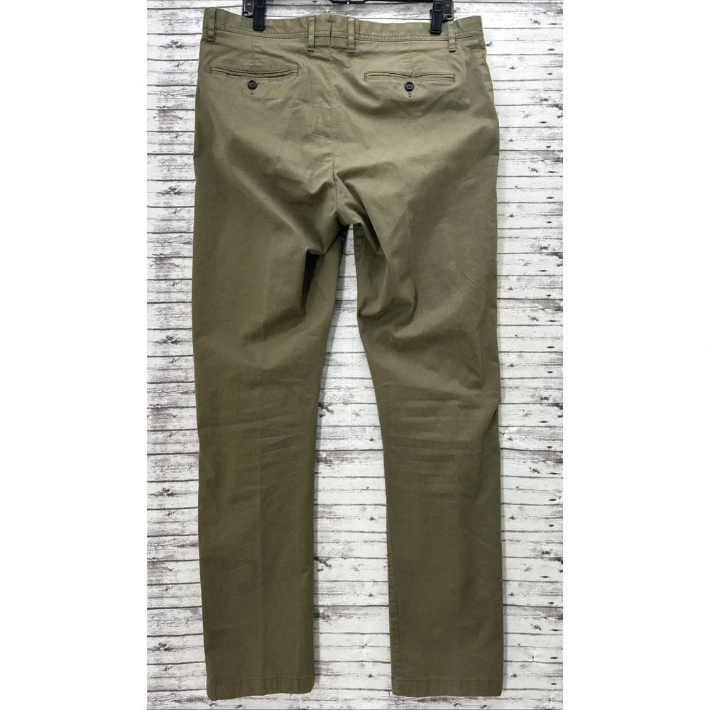 Proper Cloth Tessuti Di Sondrio Casual Pants Men 36x32 Slim Fit Twill Green